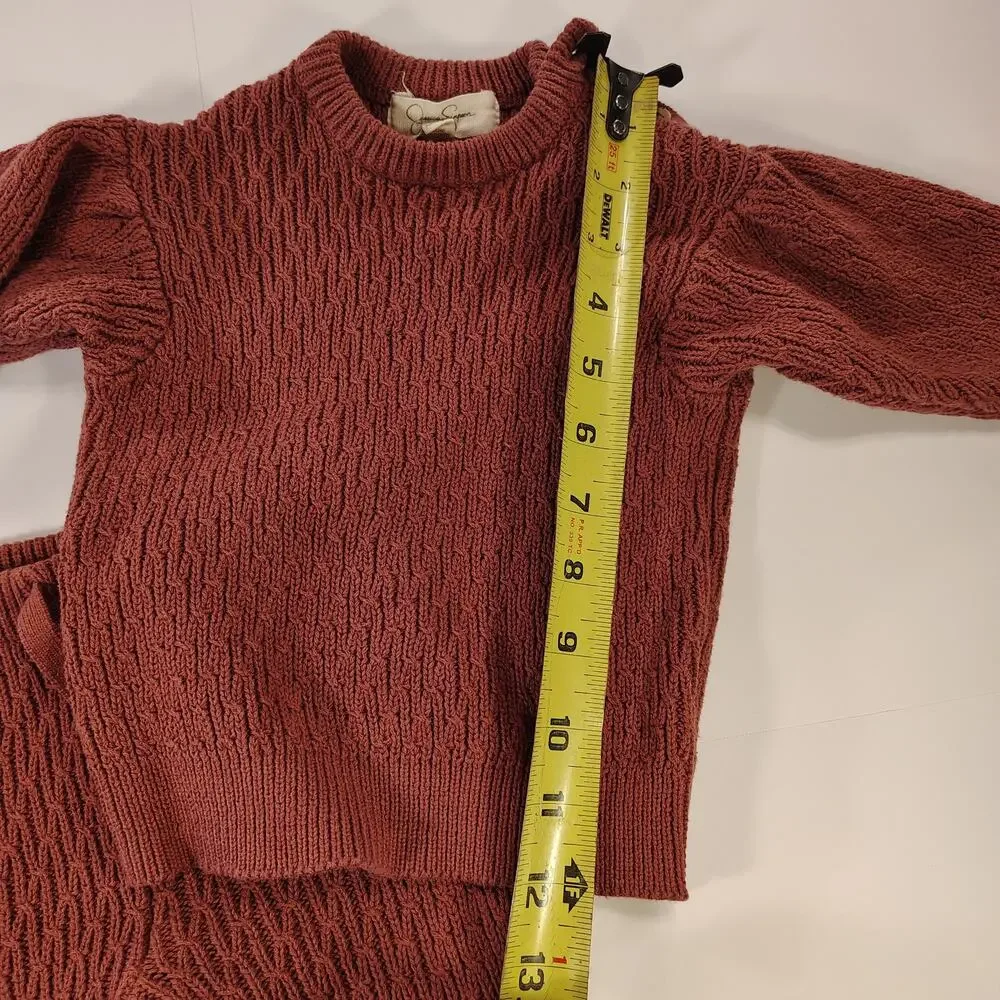 Jessica Simpson Baby Girl 18M Pink Cable Knit Sweater Pants Set Cottagecore
